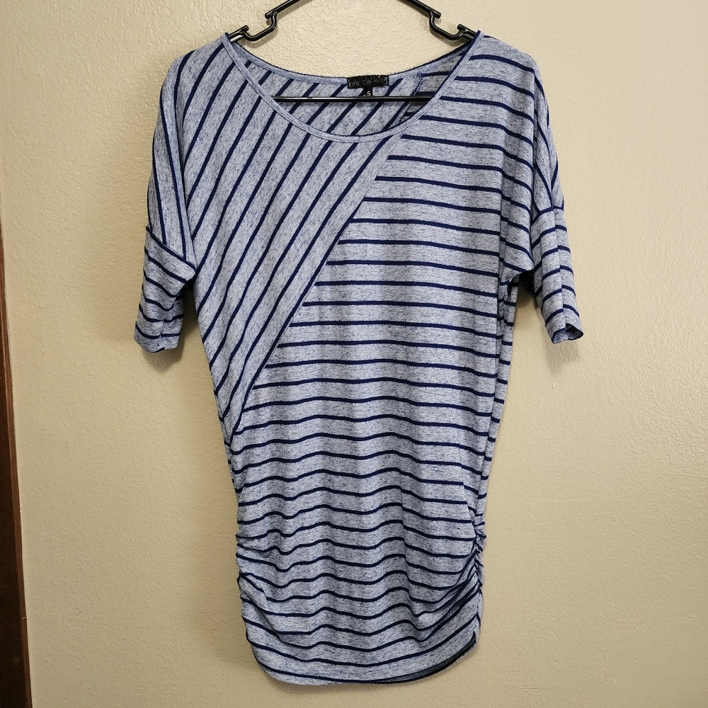 Striped Blue 3/4 Sleeve Blouse